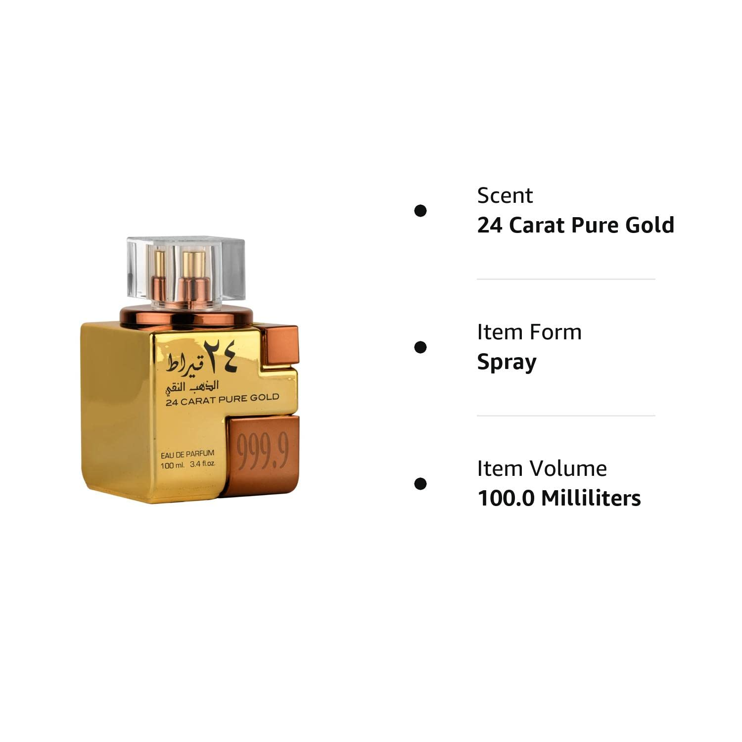 24 Carat Pure Gold Eau de Parfum 100Ml 3.4Oz (Unisex) by Lattafa